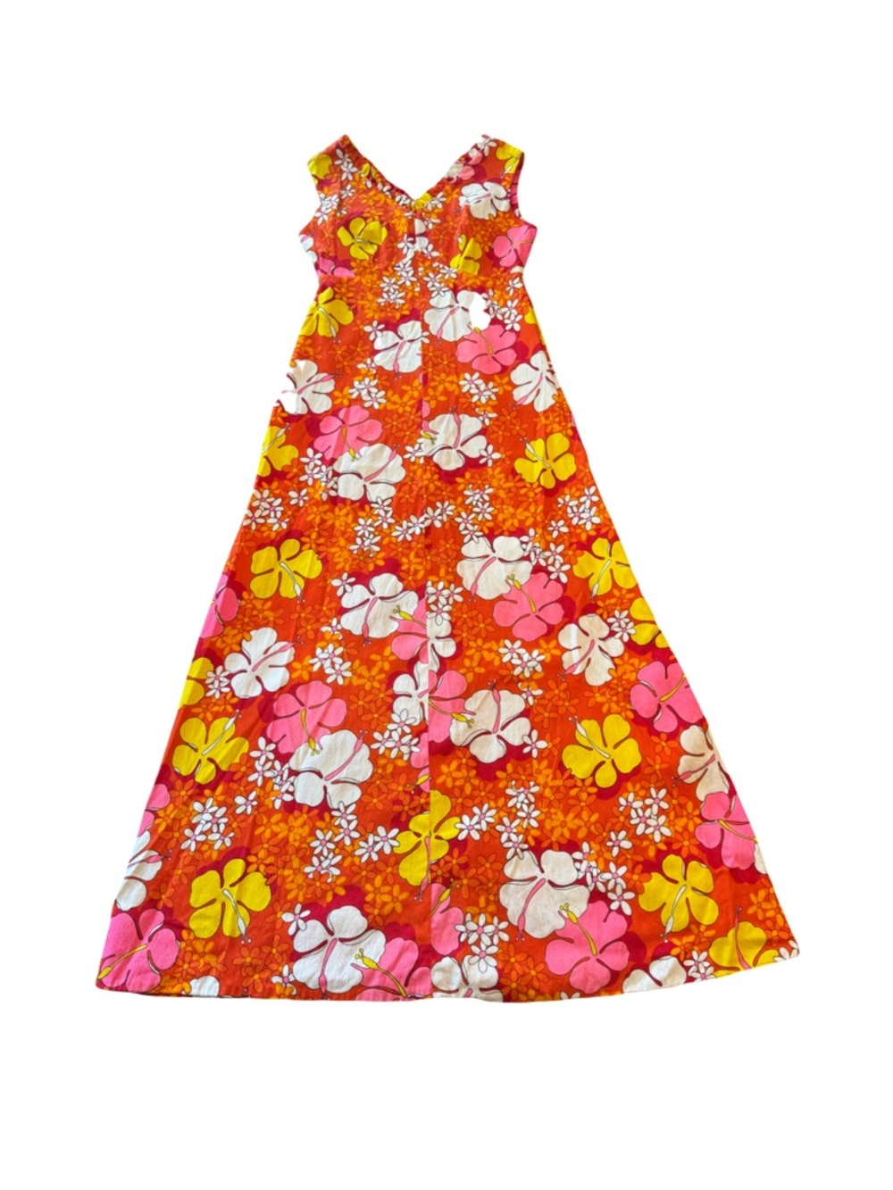 Vintage Hukilau Fashions Hawaiian Maxi Dress Barkcloth Size 10/modern small/xs
